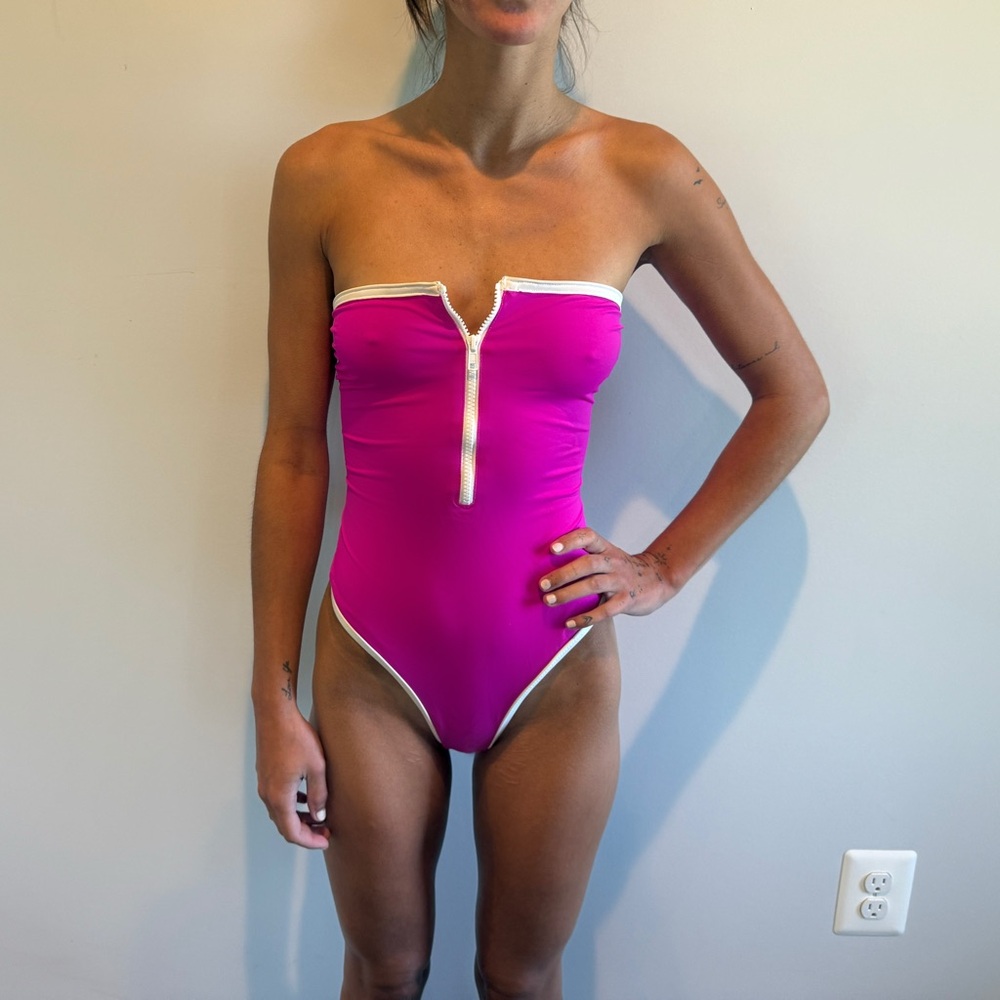 SKIMS Fuchsia Strapless One Piece Swimsuit